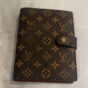 Louis Vuitton Brown Monogram Canvas Notebook Cover with Gold Snap